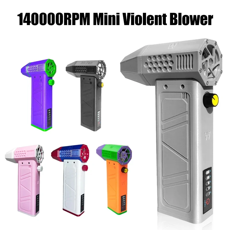 140000RPM Handheld Mini Turbo Jet Fan 52M/S High Speed Duct Turbofan Portable Type-C Charging with Power Display Brushless Motor