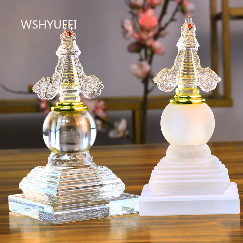 

Стеклянная пагода Бодхи в китайском стиле, ступа-труба для хранения реликвий, буддийские принадлежности, украшения для подношений, декор для буддийского храма