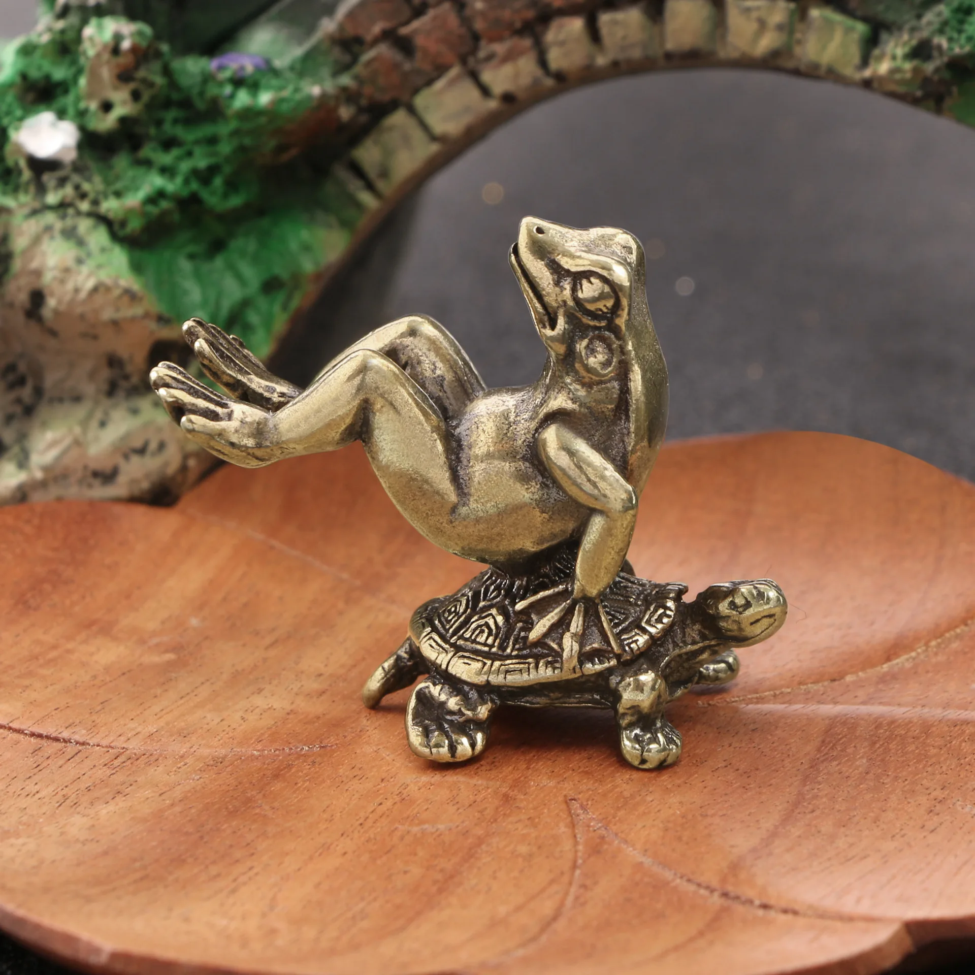 

Antique antique bronze ware turtle back frog art micro carving solid copper turtle frog tabletop tea pet collection handicrafts