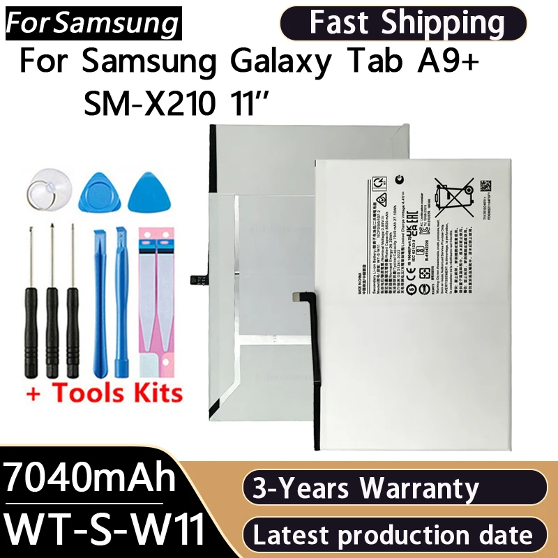 WT-S-W11 7040 мАч Новая сменная батарея для планшета Samsung Galaxy Tab A9+ / Tab 11 SM-X210 + бесплатные инструменты