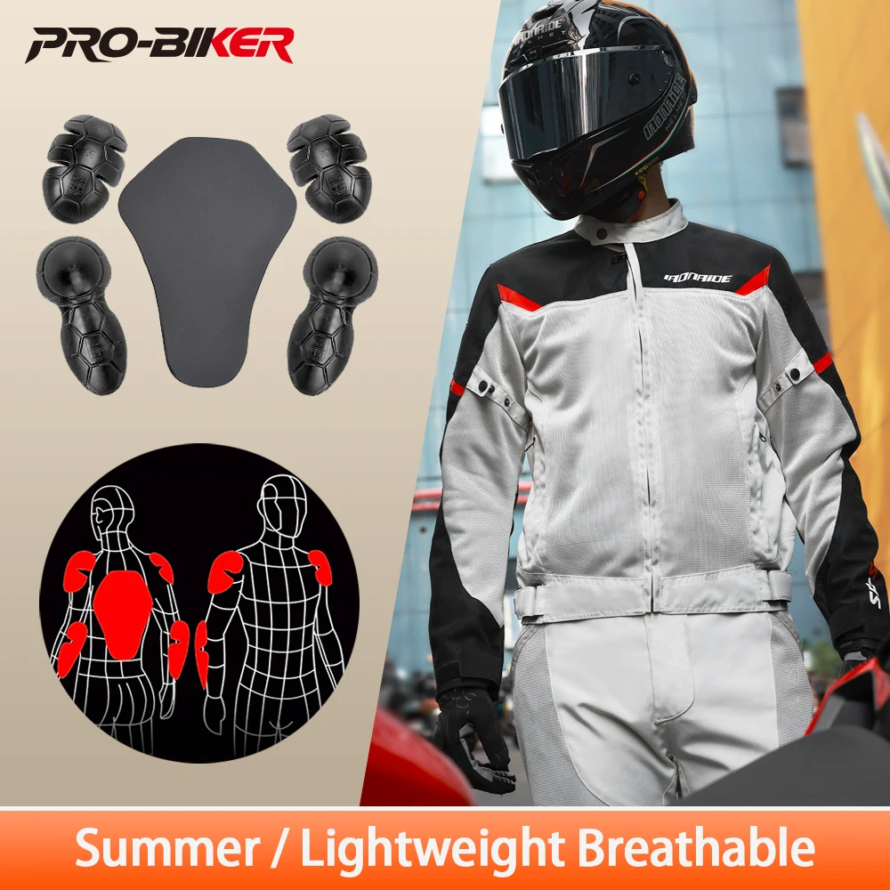 Summer Men's Motorcycle Jackets Breathable Mesh Motorbike Riding Jacket Built-in Protective Gear Motocross Clothing Anti-Fall