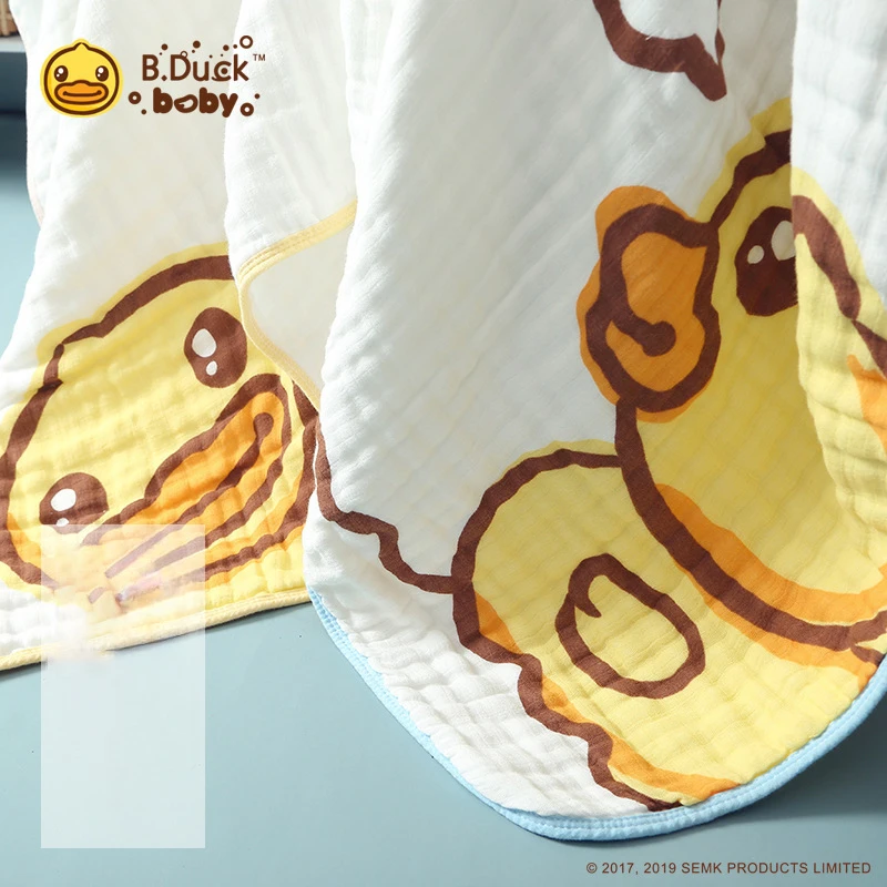 B.Duck Soft A-class Gauze Towel Baby Cartoon Square Large Bath Towel Child Blanket Thickened and Enlarged Luxury Experience