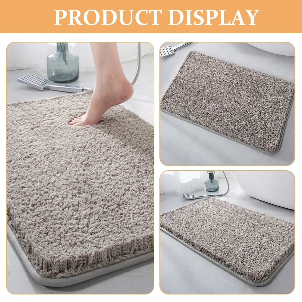 

Fiber Bath Rug Grey 80X50CM Non slip Water Absorption Bathroom Mat Shower Rugs Washable Bath Tub Floor Pad