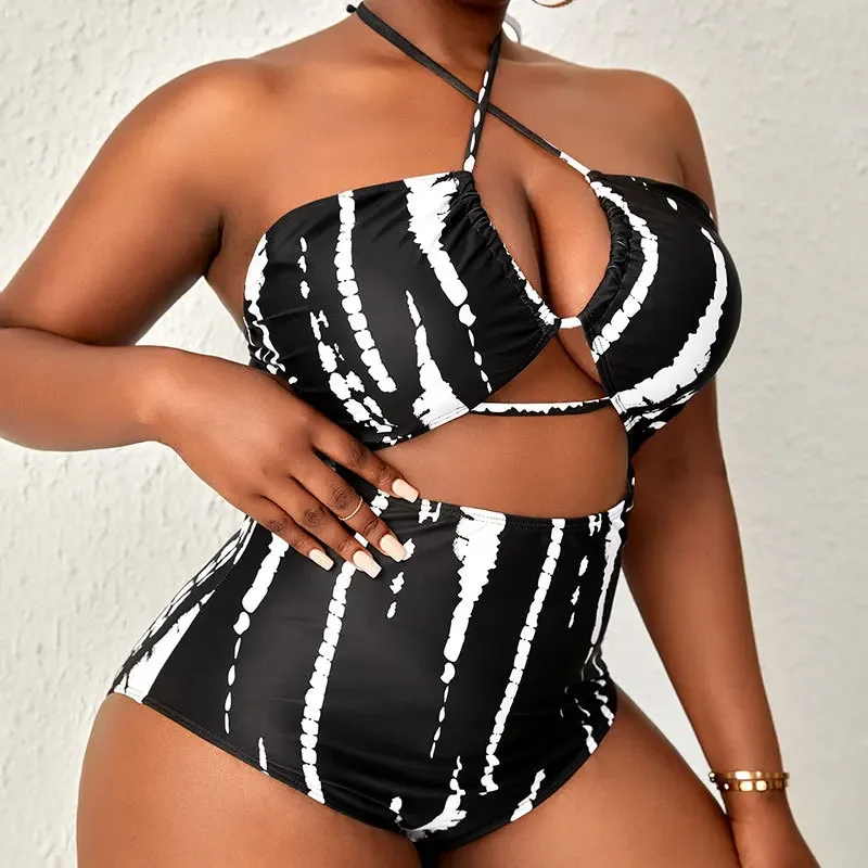 

Luxury One Piece Swimsuit Women Tankini Print Big Large Chubby Bikini Plus Size Swimwear Beachwear Bathing Suit 2024 Mujer 4XL