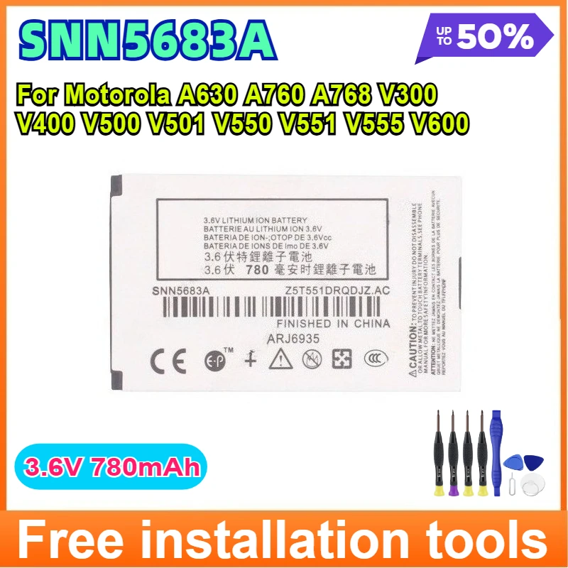 

SNN5683A Phone Battery for Motorola A630 A760 A768 V300 V400 V500 V501 V550 V551 V555 V600