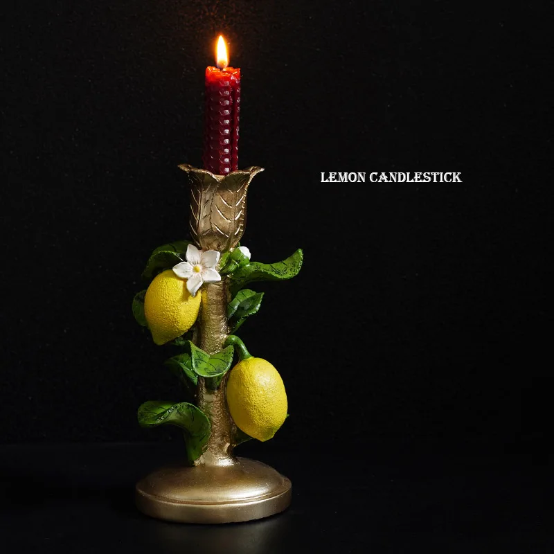 

Export European retro exquisite lemon tree shaped resin candle holder for home decoration