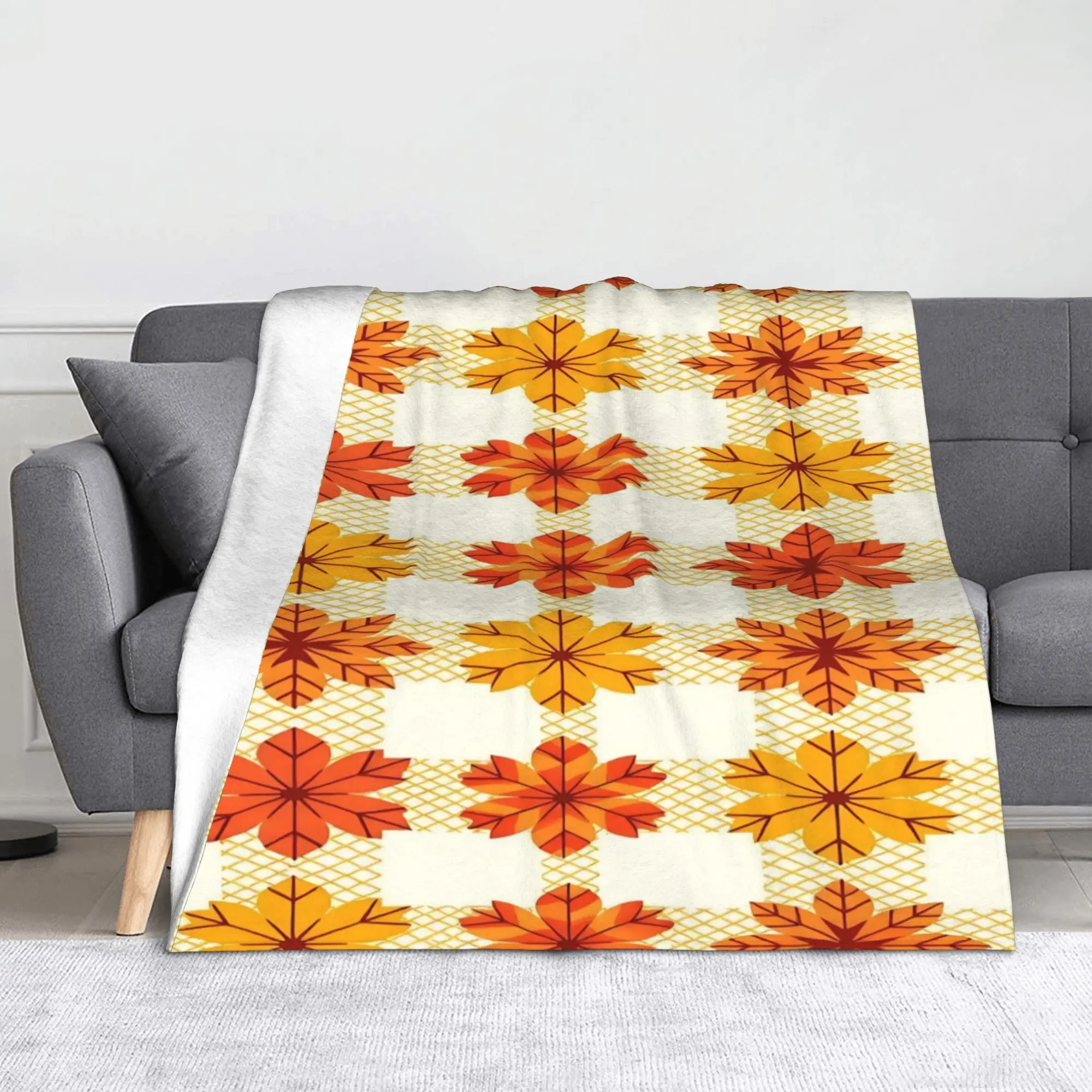 Maple Fallen Leaves Flannel Throw Blanket Autumn Leaf Blankets for Bedding Bedroom Ultra-Soft Bed Rug