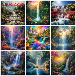 Huacan New Arrivals 2024 Diamond Painting Landscape Waterfall Full Mosaic Flower Art Home Decoration Rhinestone Pictures