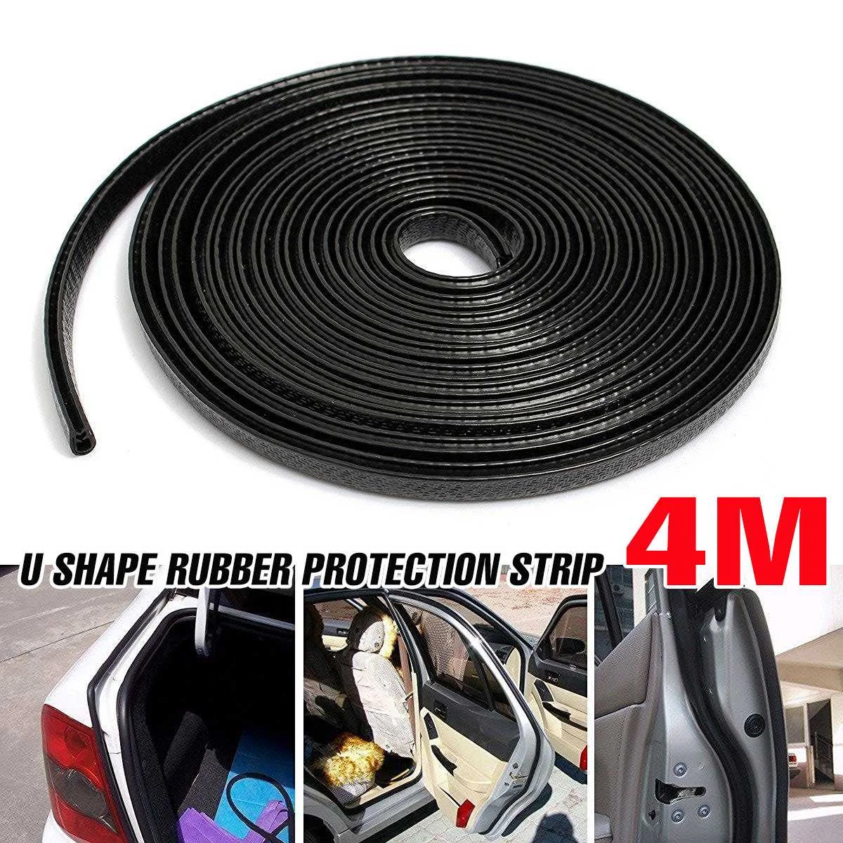 4m/8m Universal U Type Car Door Protection Edge Guards Trim Styling Mouldings Scratch-proof Rubber Strip Car Door Sticker