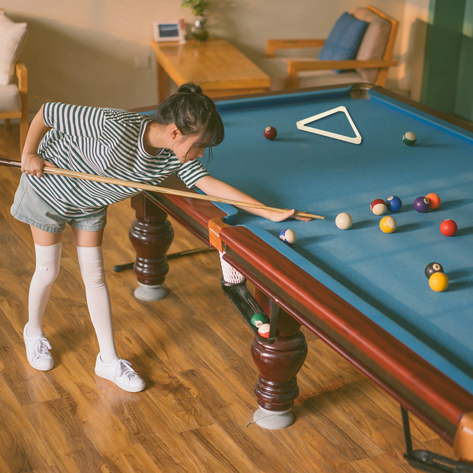 

1pc Billiard Triangle Rack Premium ABS Durable Lightweight Sturdy No Scratch Game Room Organizer Pool Balls Storage Rack