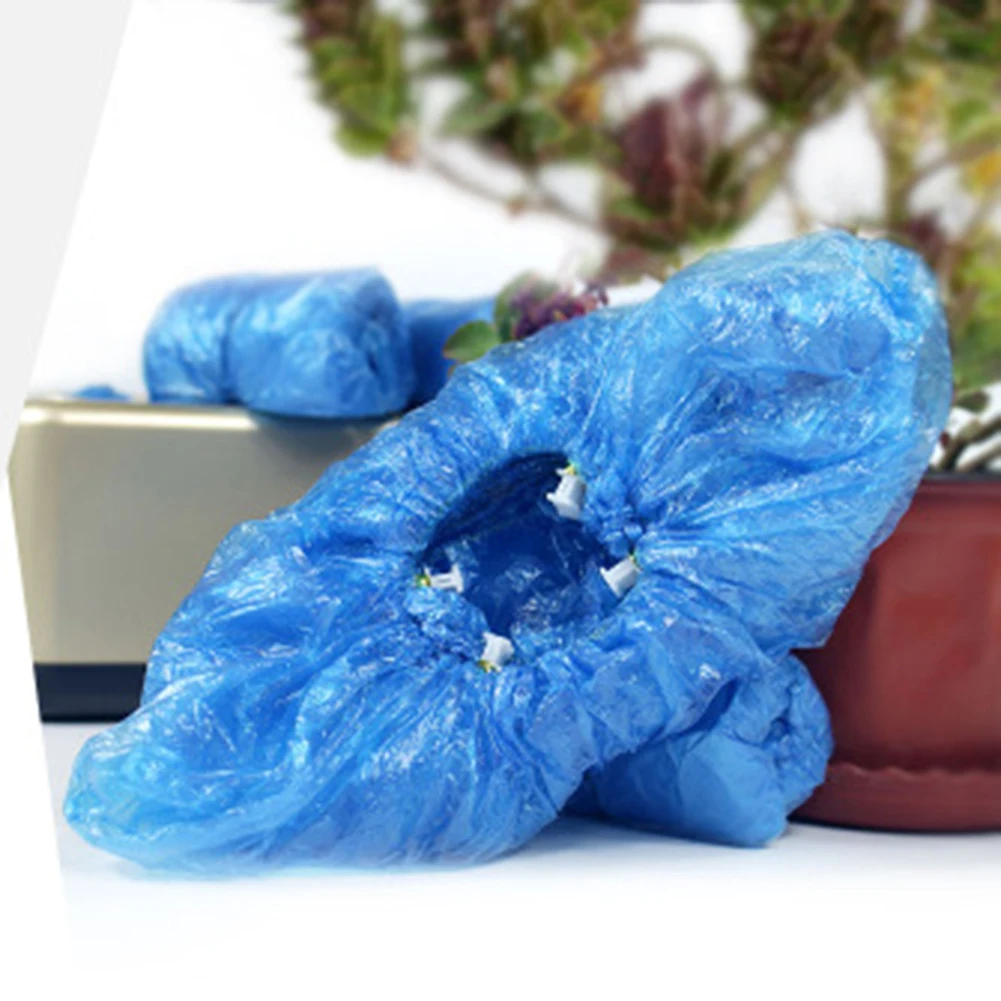 100 قطعة أغطية أحذية للاستعمال مرة واحدة مع مشبك على شكل حرف T لموزعات الأحذية الأوتوماتيكية غطاء حذاء مقاوم للغبار للأرضيات الممطرة الداخلية #2