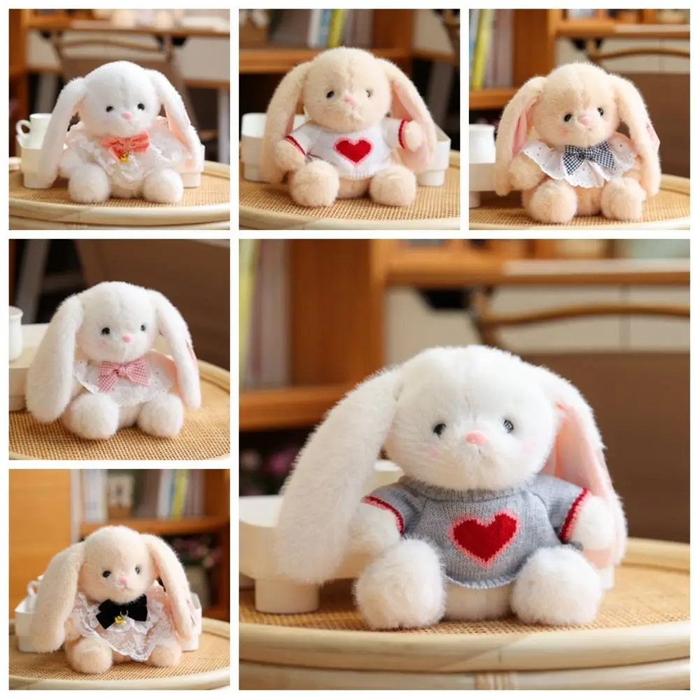 หูยาวหูใหญ่กระต่ายตุ๊กตา Plush Soft Fluffy ตุ๊กตาสัตว์กระต่ายของเล่นสวมเสื้อกันหนาว Interactive กระต่าย Plush ของเล่น