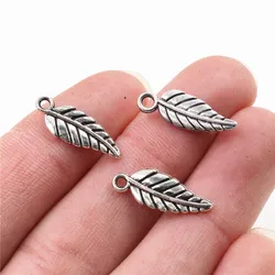 19x6mm 40pcs Antique Silver Plated Leaf Style Handmade Charms Pendant:DIY for bracelet necklace