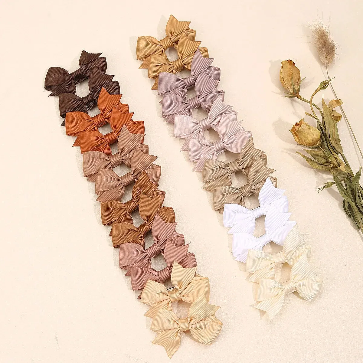 

24PC Solid Color Bow Hair Clips Small Ribbon Bow Hairclip Elegant Crocodile Hair Clip Hair Accessories girl hair accessoires
