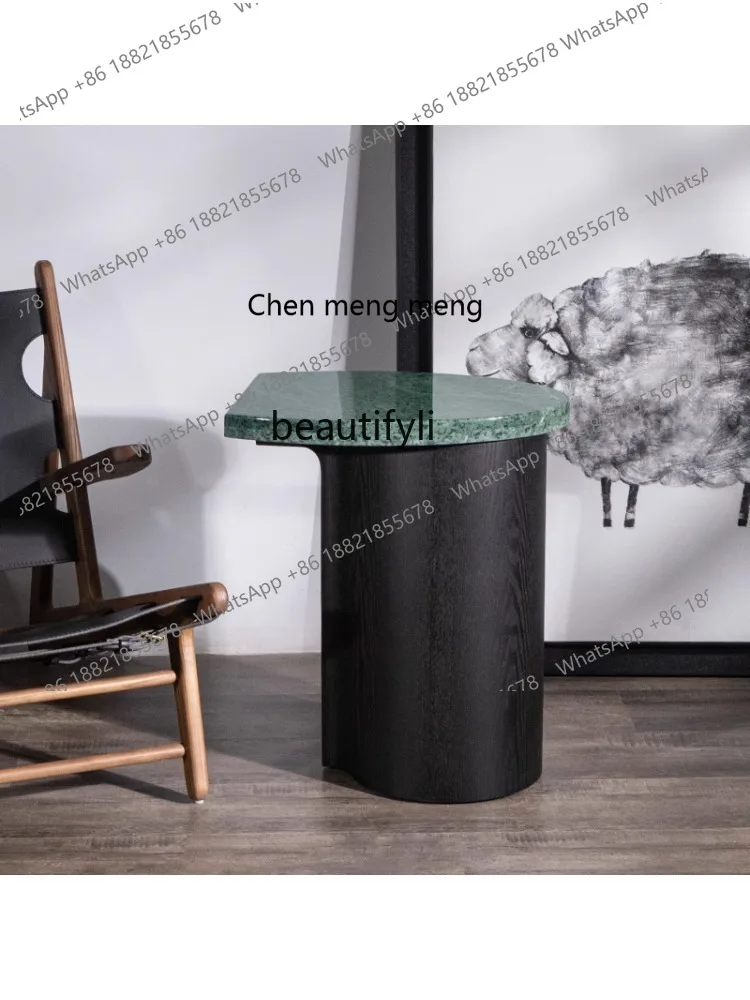 Natural Marble Side Table Living Room High-Grade Small Coffee Table Light Luxury Creative Solid Wood Small Apartment  furniture