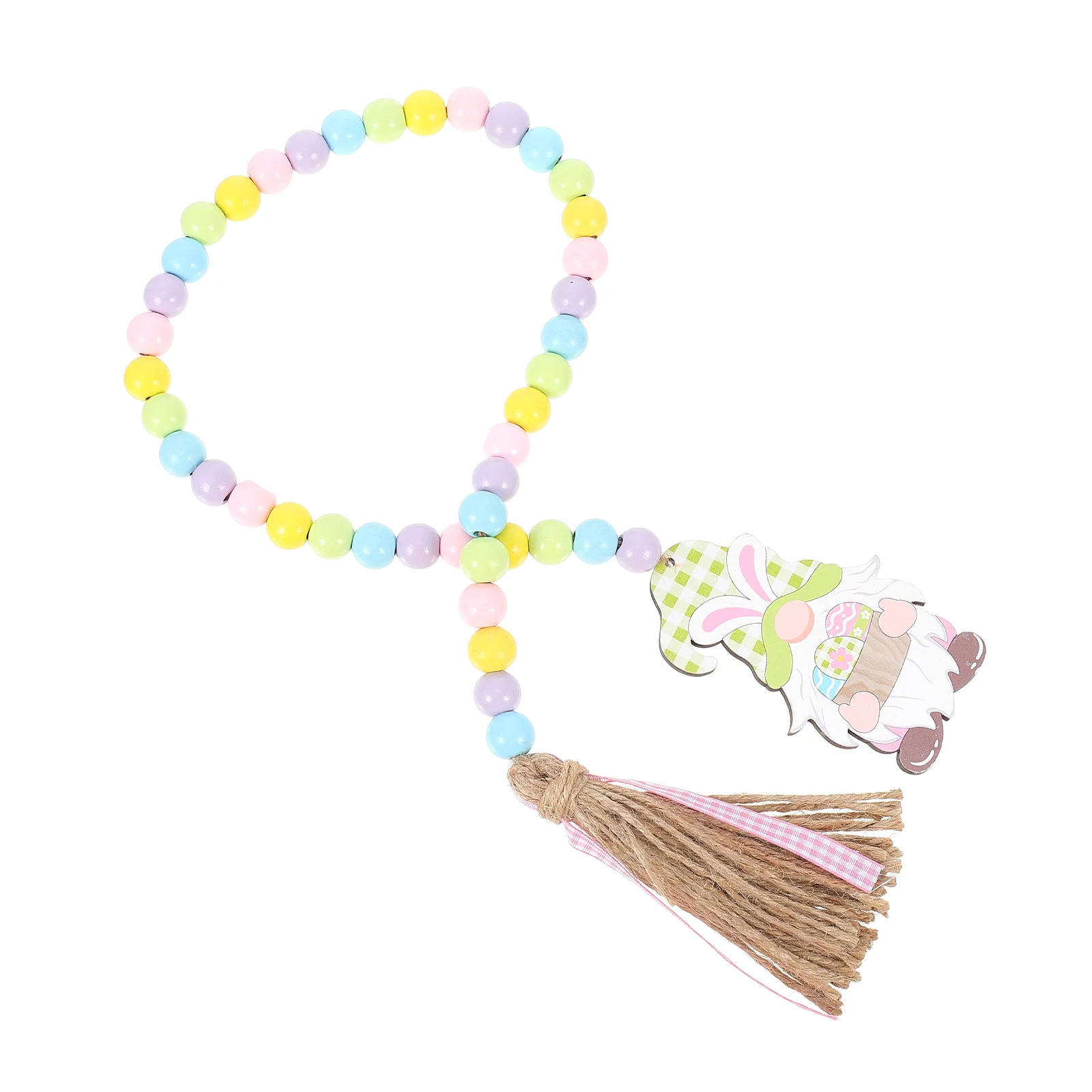 Rabbit Wooden Bead String Basket Decor Curtain Beads Tiebacks Beaded Garland Spring Tassel Easter Party Pendant