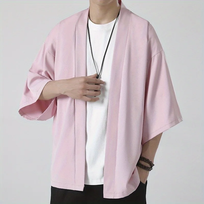 Giacca cardigan Hanfu in stile cinese Abito taoista allentato oversize da uomo Stile antico Abbigliamento Zen Protezione solare estiva in seta ghiacciata