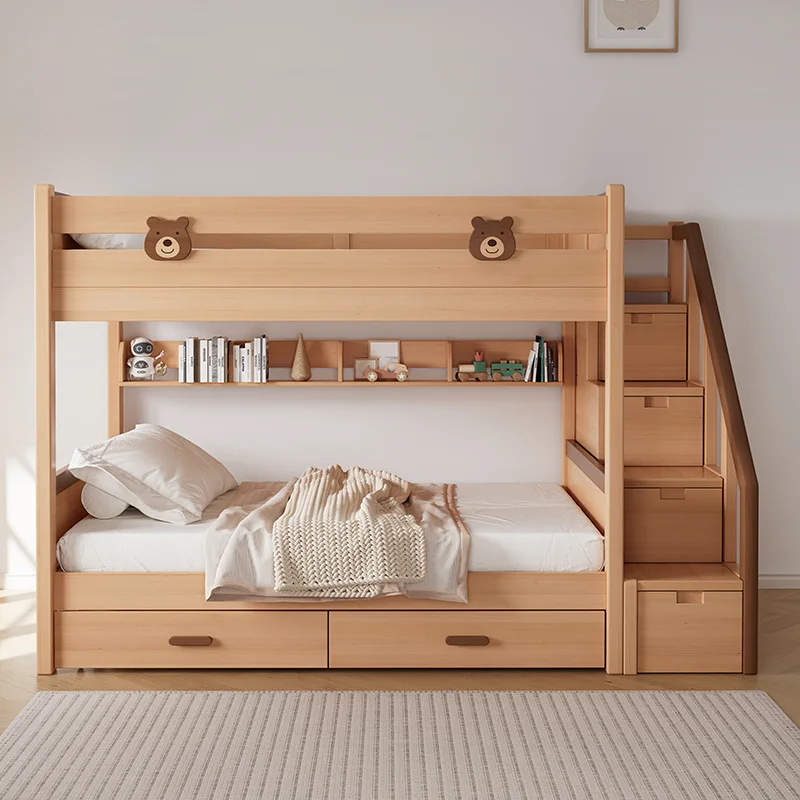 Solid wood thickened mother and child bed up and down children's bunk bed modern simple size apartment bunk bed
