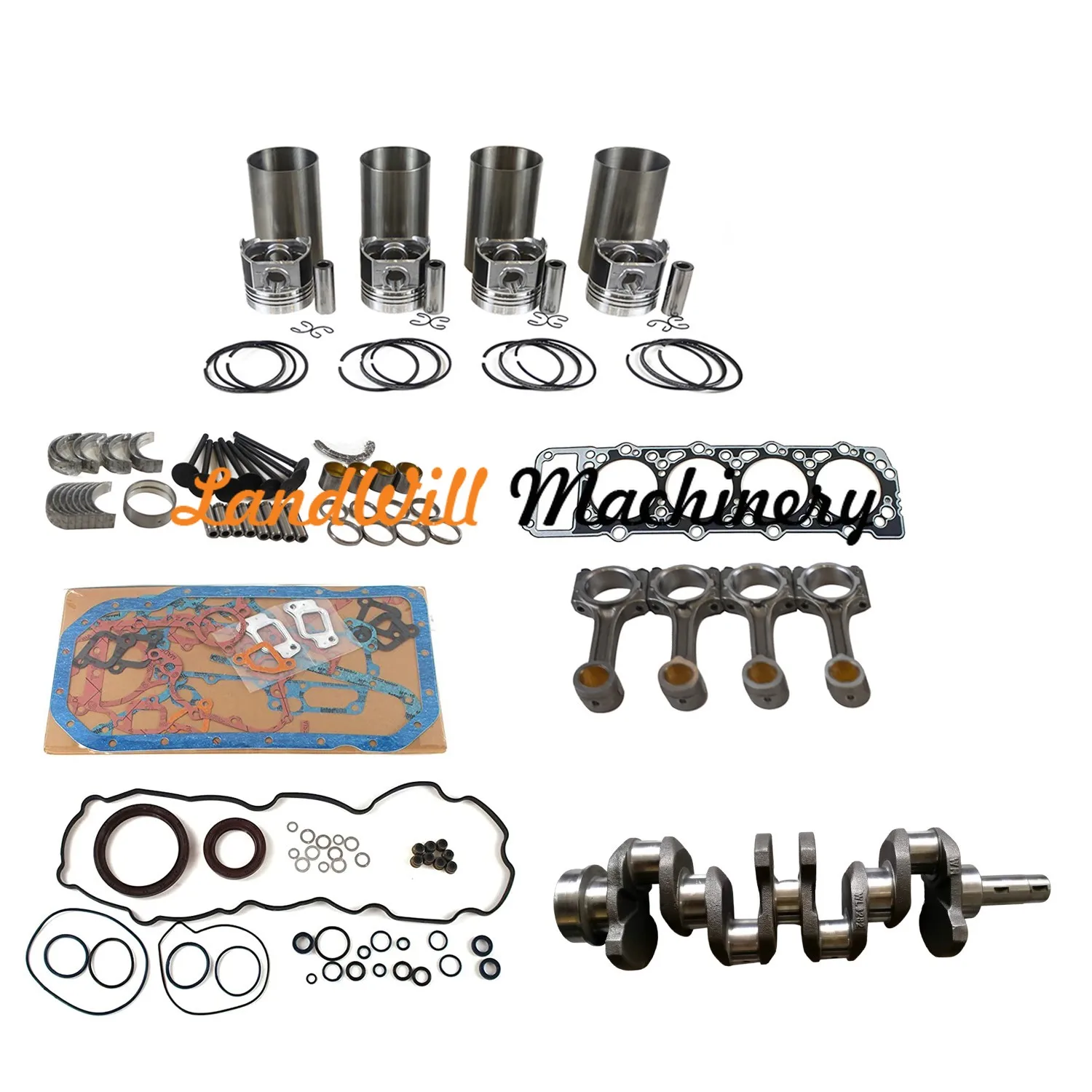 Overhaul Rebuild Kit + Crankshaft Fits Sumitomo Excavator SH60 W/ 4M40 Engine