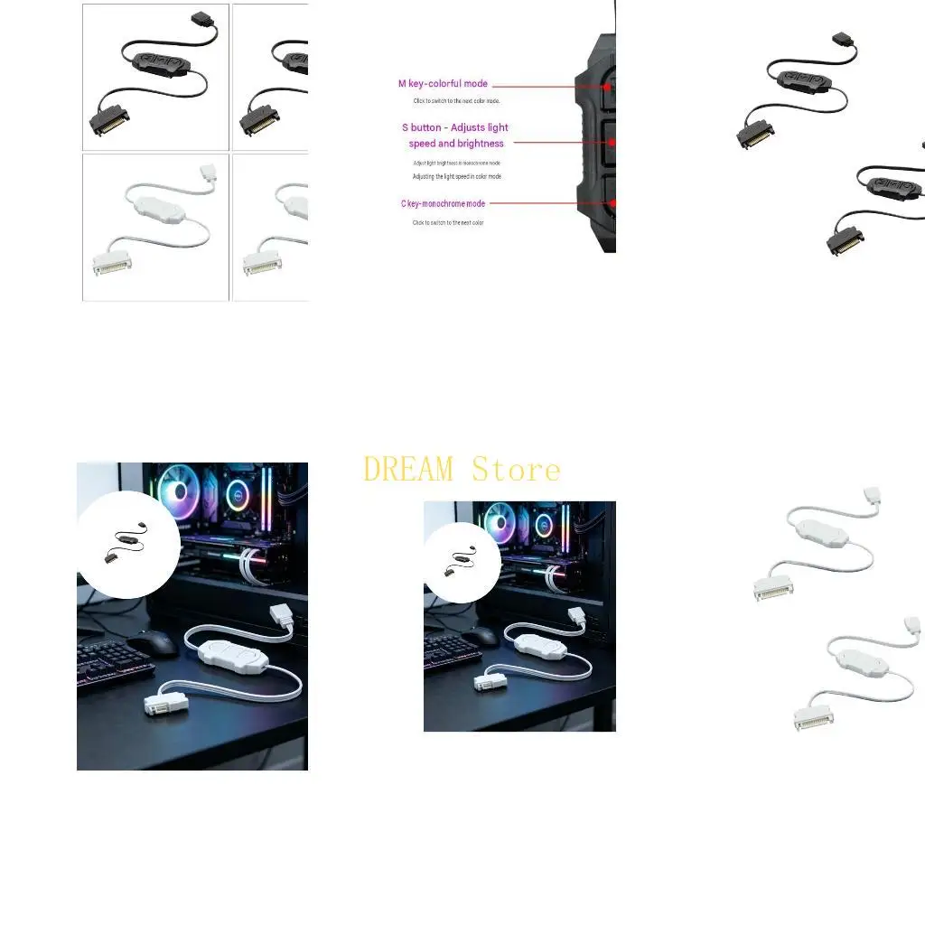 ARGB Controller Cable with 5V 3 Pin 3 Module for Desktop Case Lighting, ABS Housing Structure Design Use Best Sale