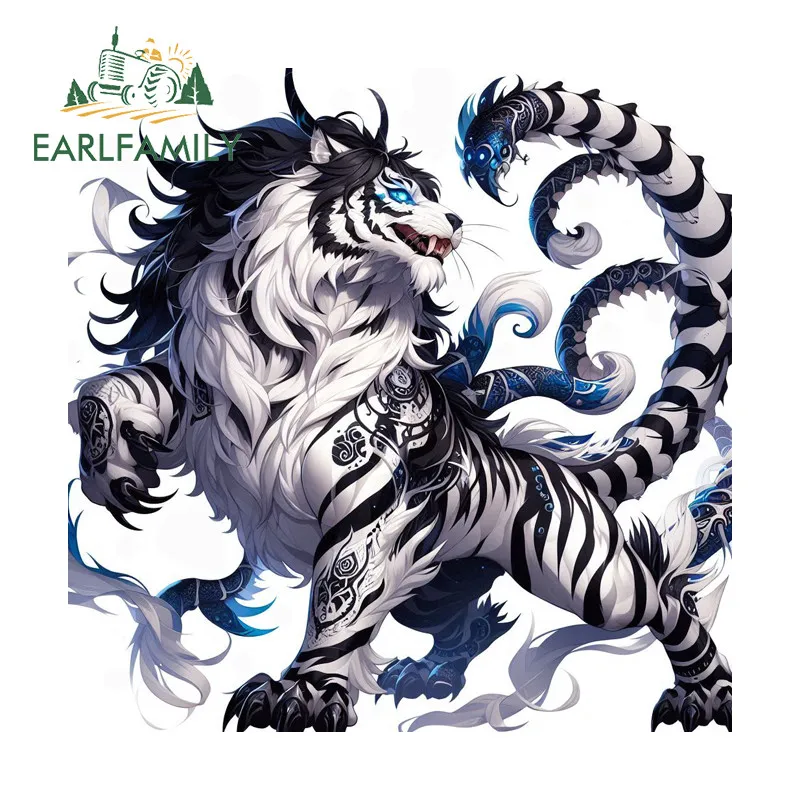 EARLFAMILY Fierce Tiger Car Sticker Interesting Rearview Mirror Helmet Motorcycle Occlusion Scratch Decal Waterproof Decor