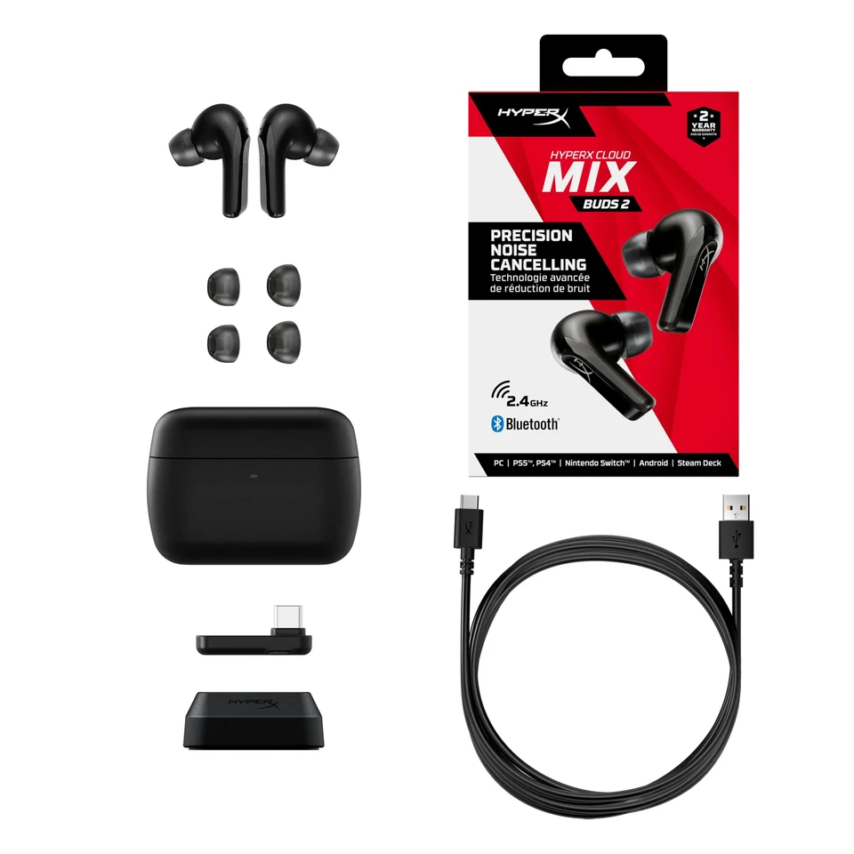 Hyperx Cloud Mix Buds 2 Gaming Earbuds, with ANC 2.4GHz dongle