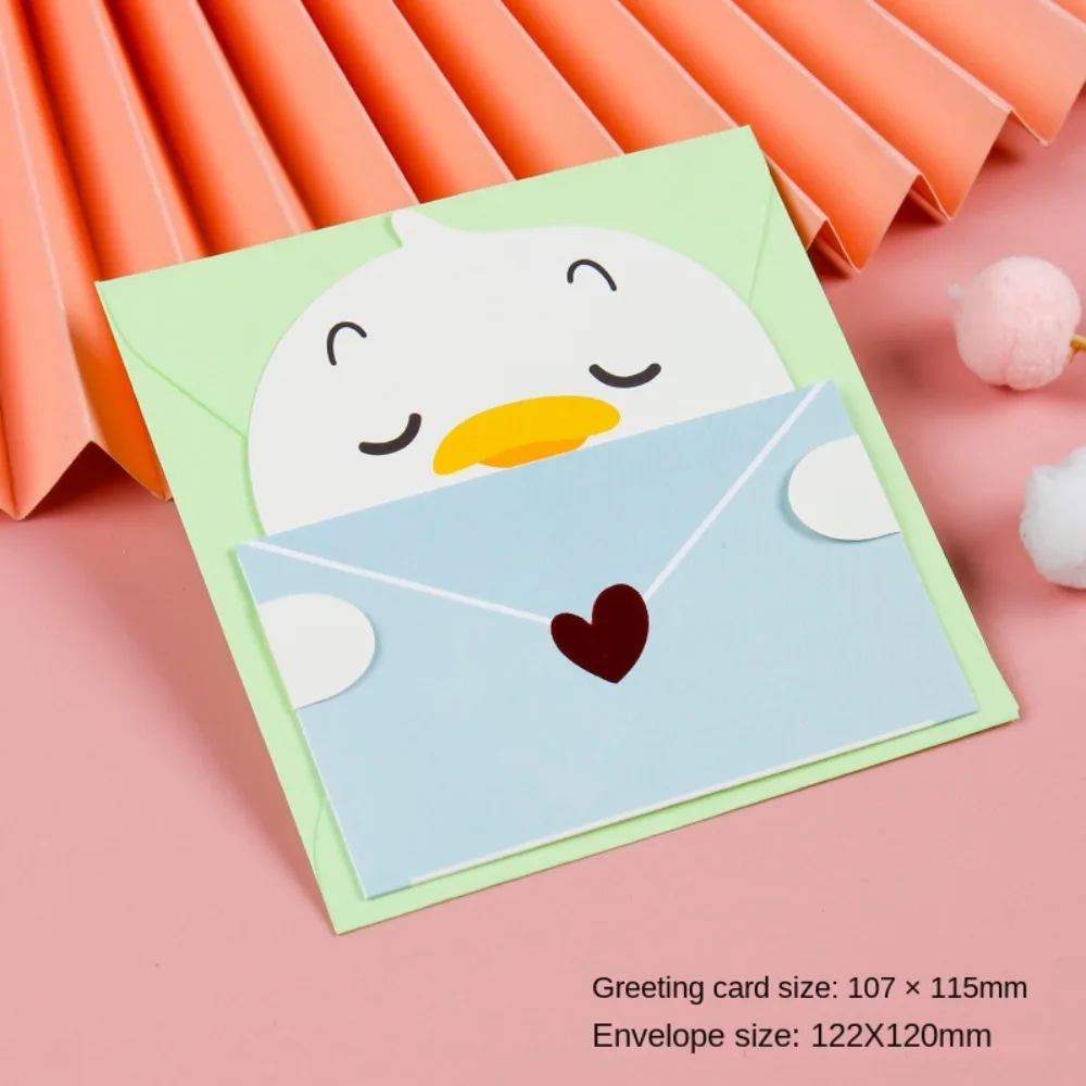 6PCS Bear Rabbit Blessing Thank Envelope Folded Ins Decoration Letter Paper Cute Cartoon Cartoon Greeting Card