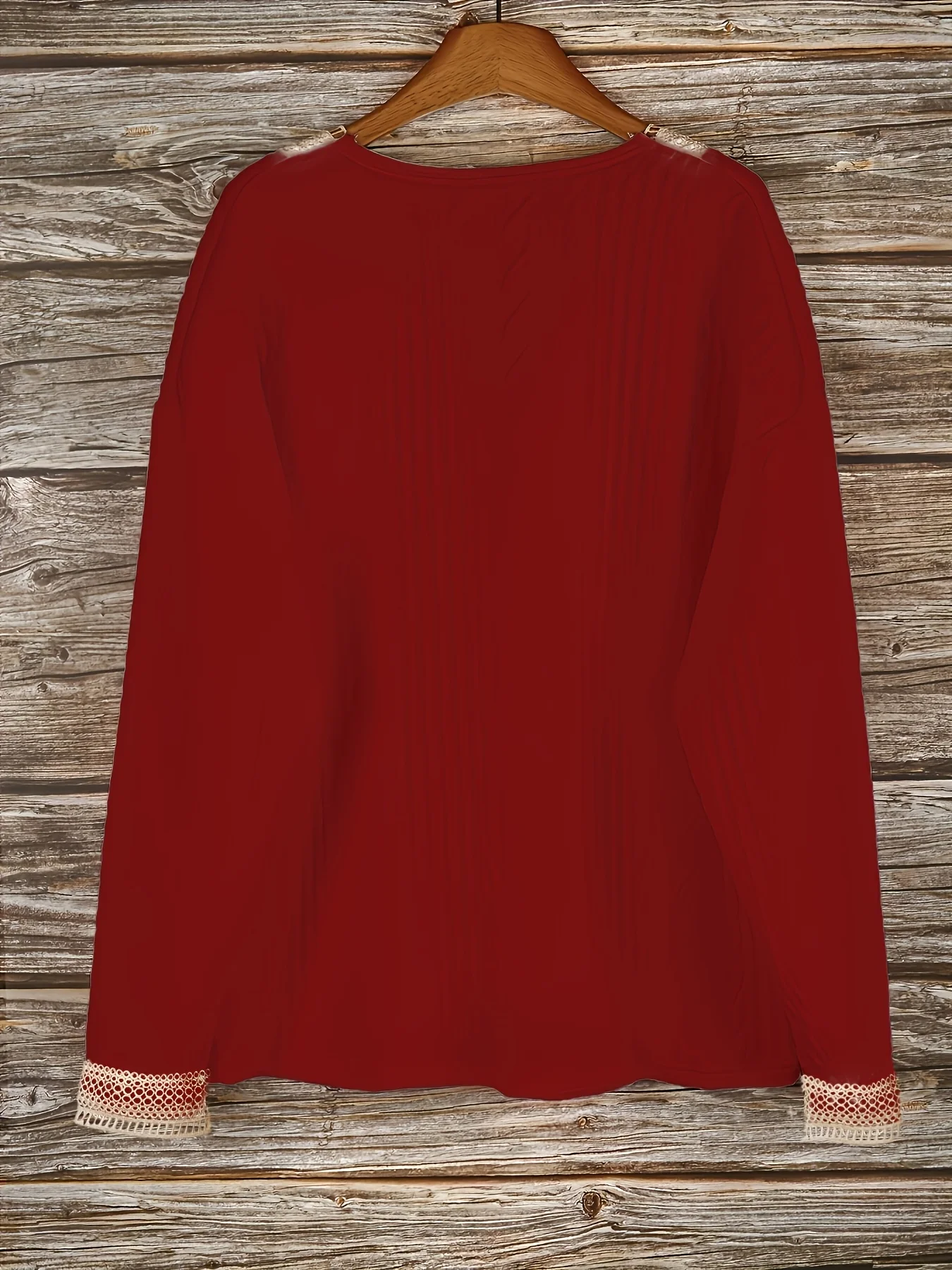 Stilvoller V-Ausschnitt-Pullover mit Spitzenbesatz für Damen in Übergrößen für mühelose Eleganz – Detail 23