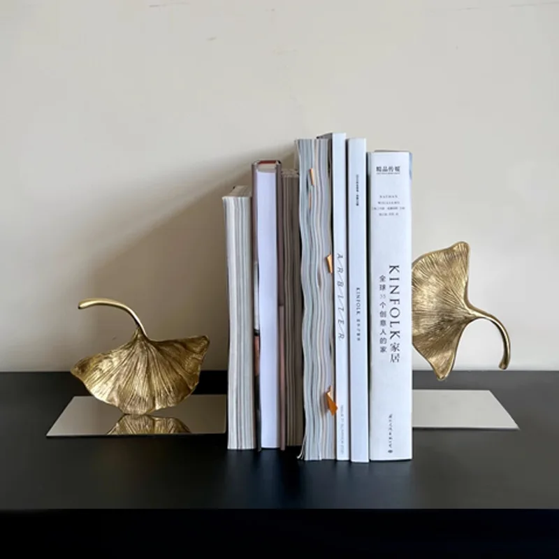 Modern light luxury creative metal ginkgo tree book shelf ornament study model room storage rack sales office soft decoration
