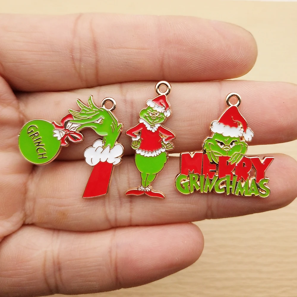 10 Uds. De dijes de dibujos animados para accesorios de joyería, bricolaje, hacer pendientes, pulsera, llavero, colgante, suministros para manualidades, aleación de Metal chapado en oro