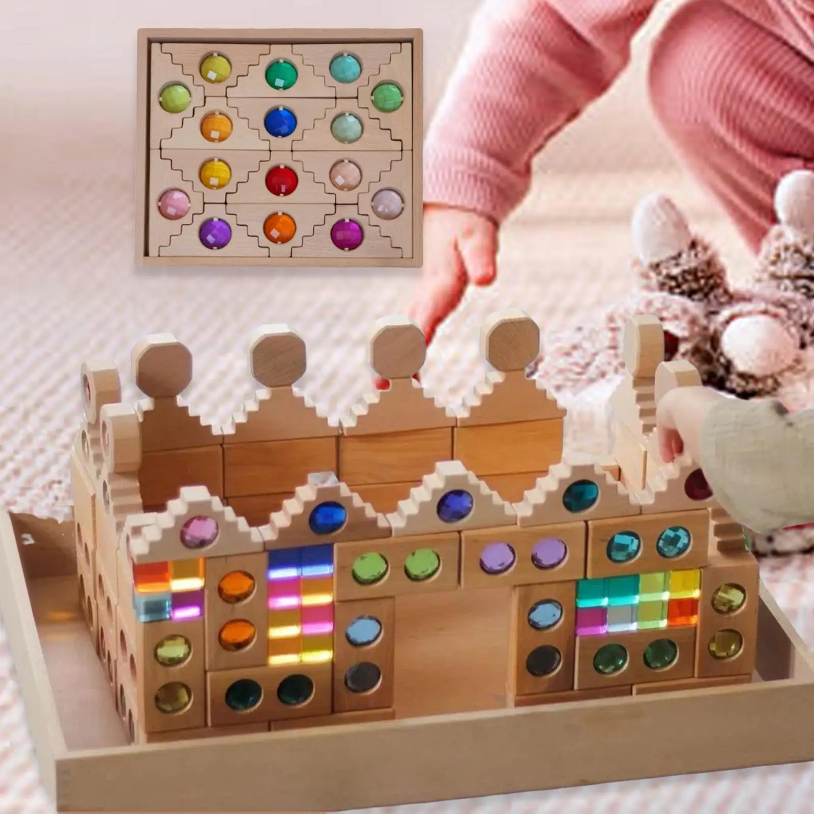 Conjunto de blocos de construção de arco-íris, cubos de empilhamento, brinquedo, presentes ideais, coordenação mão-olho, cubos acrílicos de arco-íris, jogo de empilhamento para crianças
