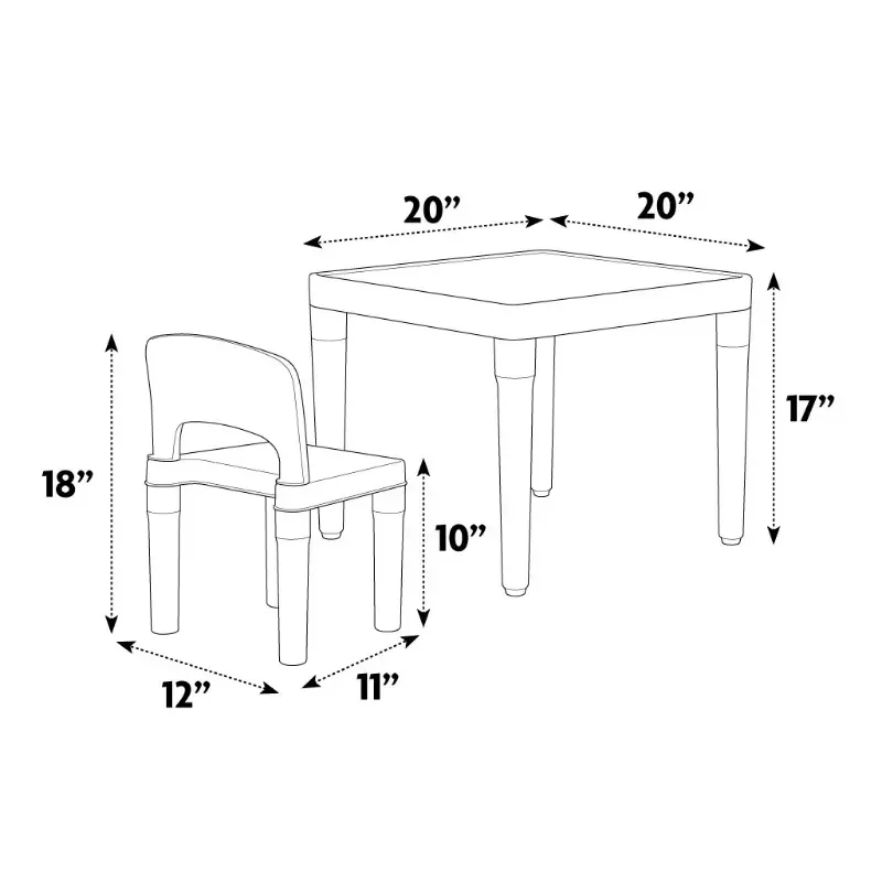 Tot Tutors 5 Piece Table and Chairs Set for Kids - Primary Study Table for Kids