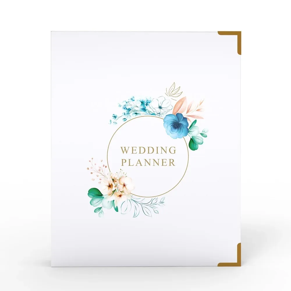 A4 Wedding Planner Organizer Flowers Guestbook with Sticker Checklists Worksheets Essential Tools to Plan the Perfect Wedding