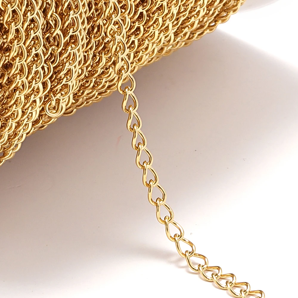 2 Meter Edelstahl-Verbindungskabel, goldene Ketten für DIY-Schmuckherstellung, Rolo-Kette, Perlen, Kette, Halskette, Armband, Fußkettchen-Komponenten – Detail 12