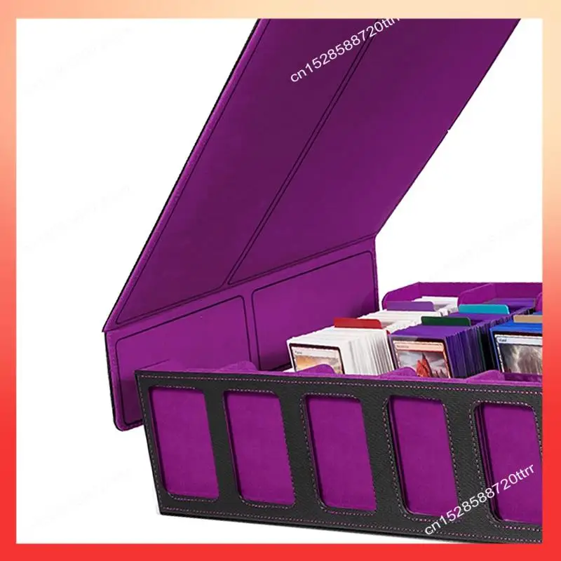 

ABNR Trading Card Storage Box 5 Row Card Deck Case Magnetic Card Box With Lid Black+Purple
