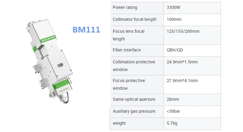 Metal Cutting Professional high quality Raytools BM111 Auto focus 0-3300w Fiber Laser Cutting Head