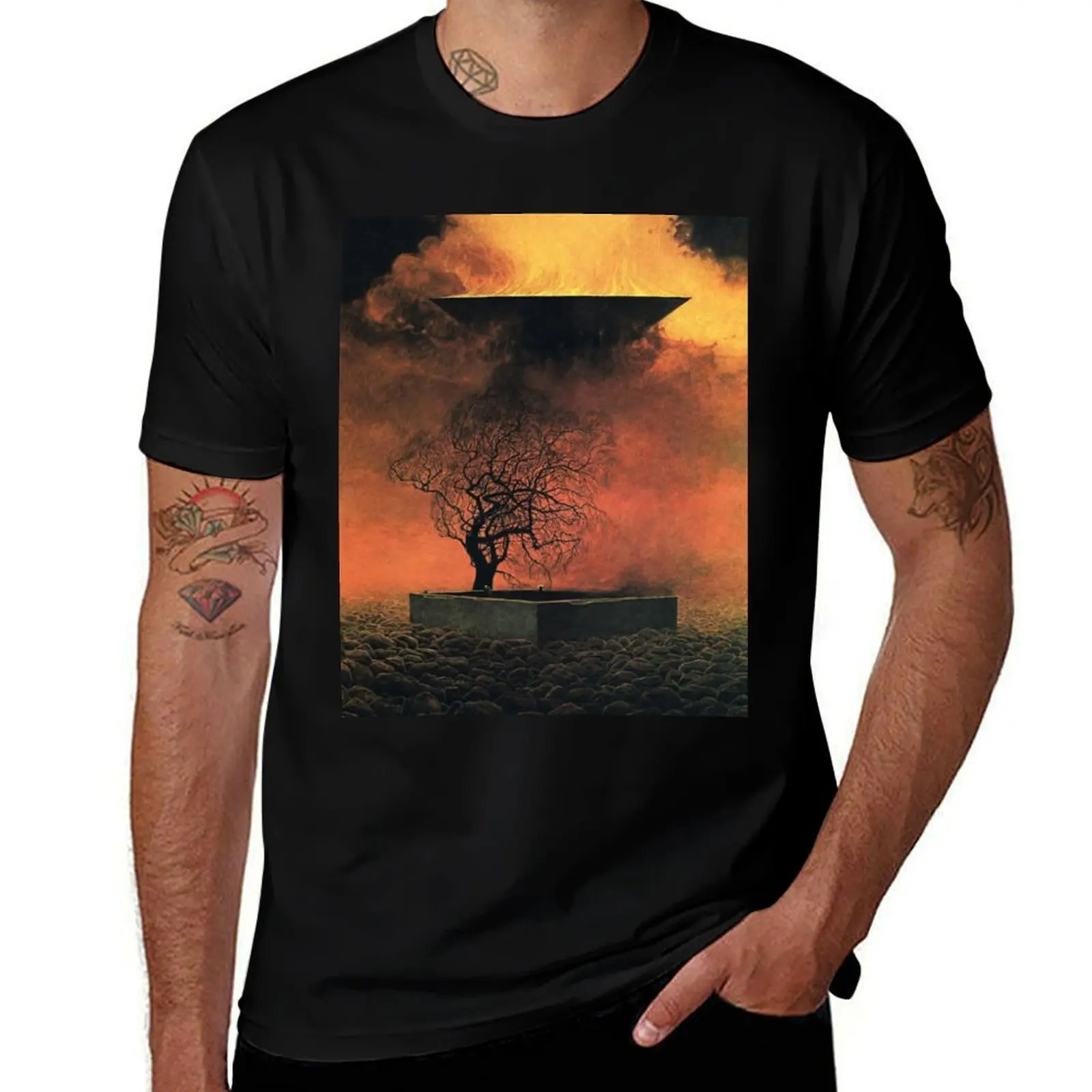 Untitled, by Zdzis?aw Beksiński T-Shirt Big and Tall Short Sleeve Tee T-Shirt