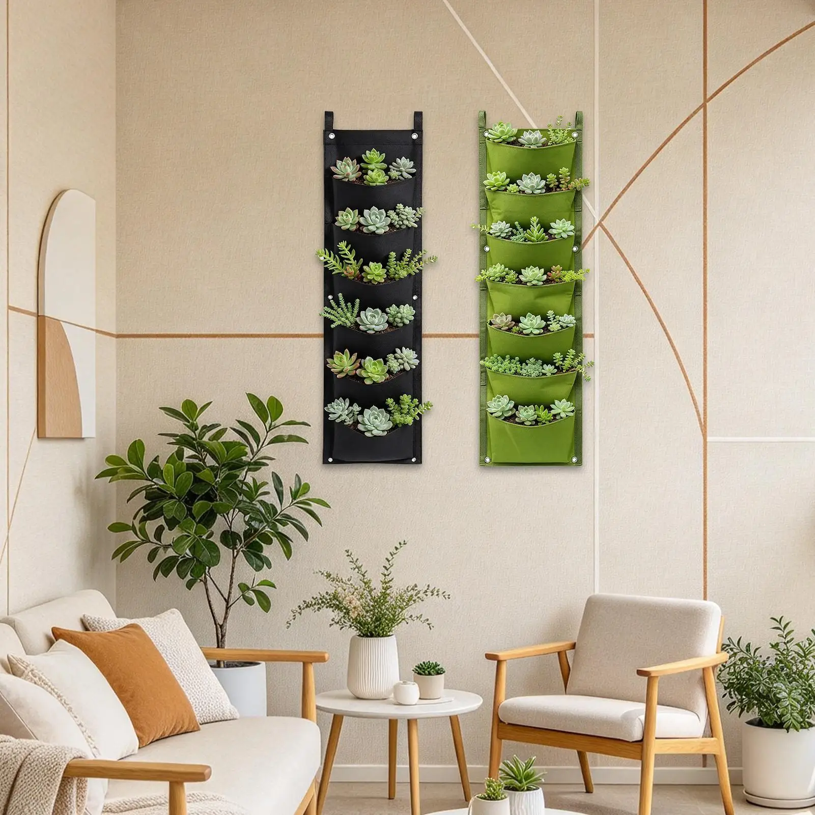 Vertical Wall Planter Space-Saving Felt Flower Container With 7 Pockets Planter Grow Bag For Patio Garden Balcony Courtyard