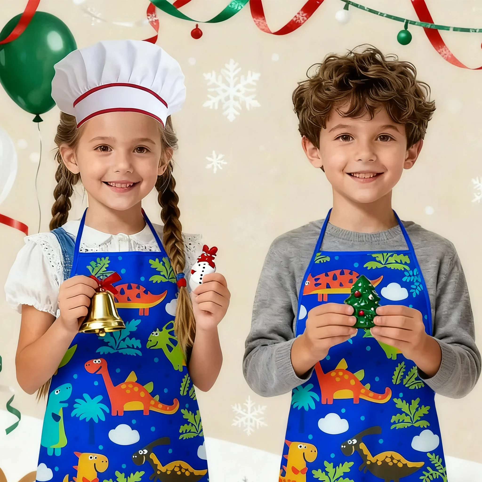 Kinderspeelkeuken speelgoedschort bakgereedschapset dinosaurusschort, Kerstmis, Thanksgiving Nieuwjaarscadeau