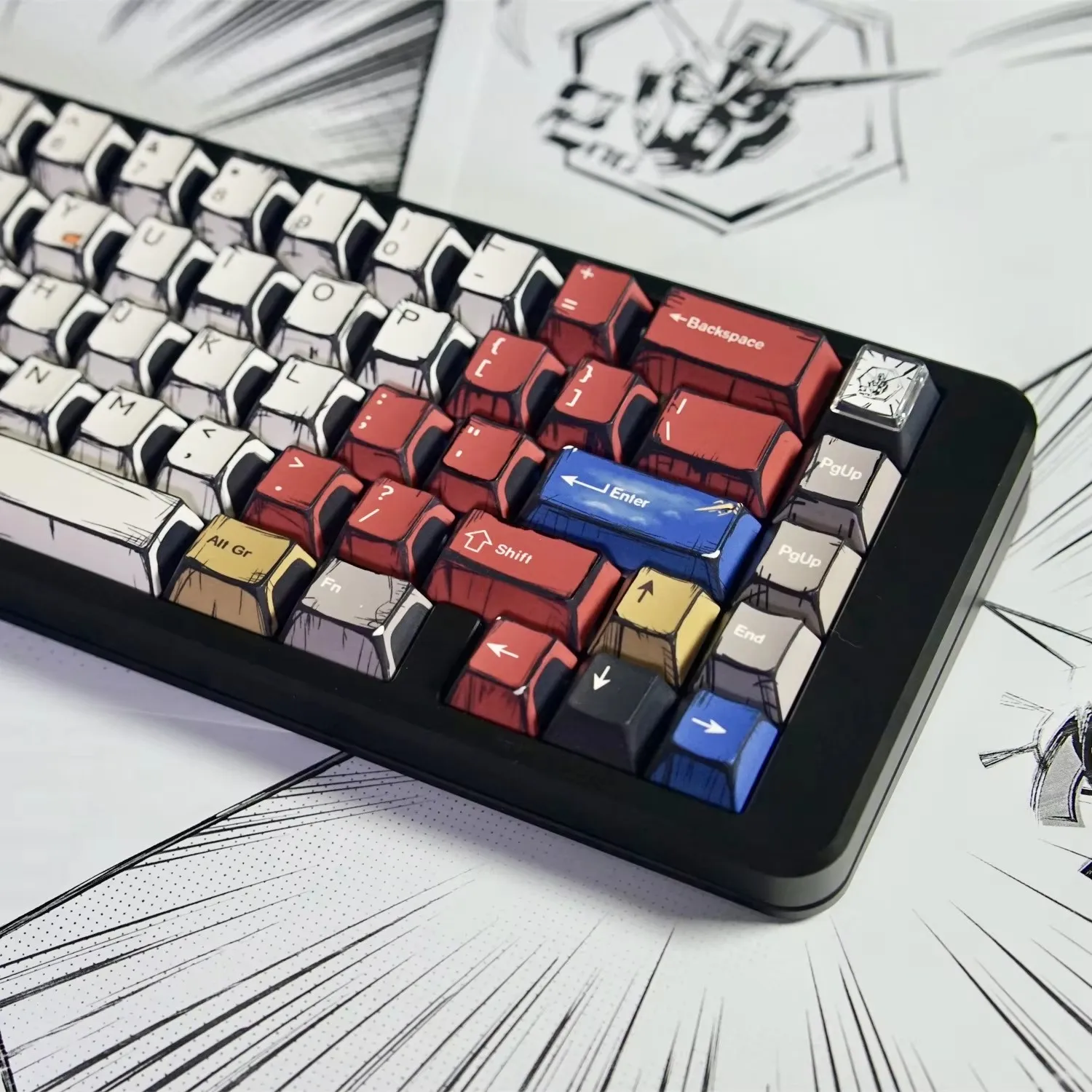 Pbt Comic Style Keycaps Cherry Profile  Complete Set 141 Keys Keycaps Suitable Cherry Mx Switches For Gaming Keyboard Accessory