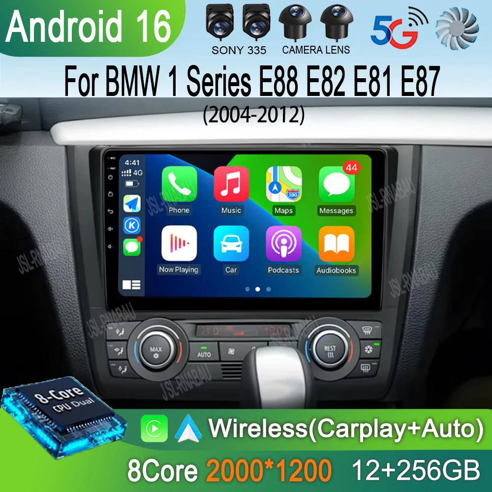 

Автомагнитола Android 16 Carplay для BMW 1 серии E88 E82 E81 E87 2004-2012, мультимедийный видеоплеер, GPS-навигация, стереосистема