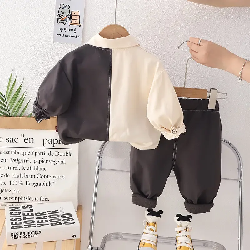 New Girls Boys Clothing Spring Children Patchwork Suit Cotton Kids T Shirt Long Pants 2Pcs/Set Infant Baby Tracksuits 0-5 Years