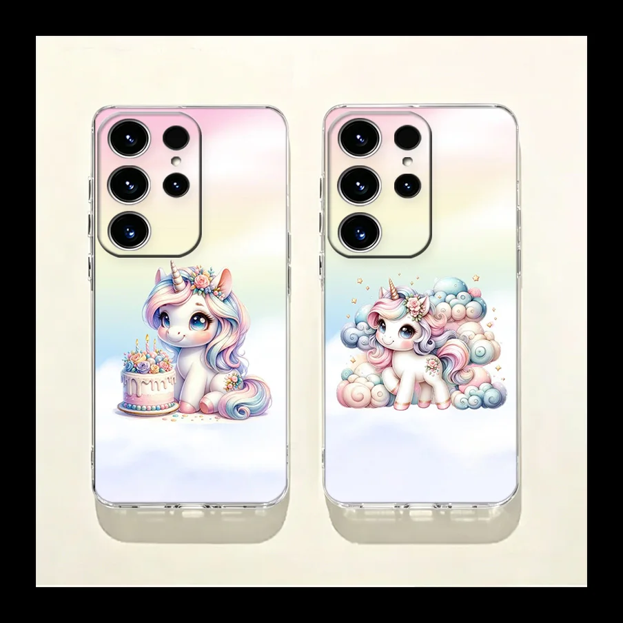 Cute Unicorn Baby Phone Case for Samsung Galaxy S26 Edge S25 S24 FE S23 Plus S22 Ultra S20FE Cover Camera Protection