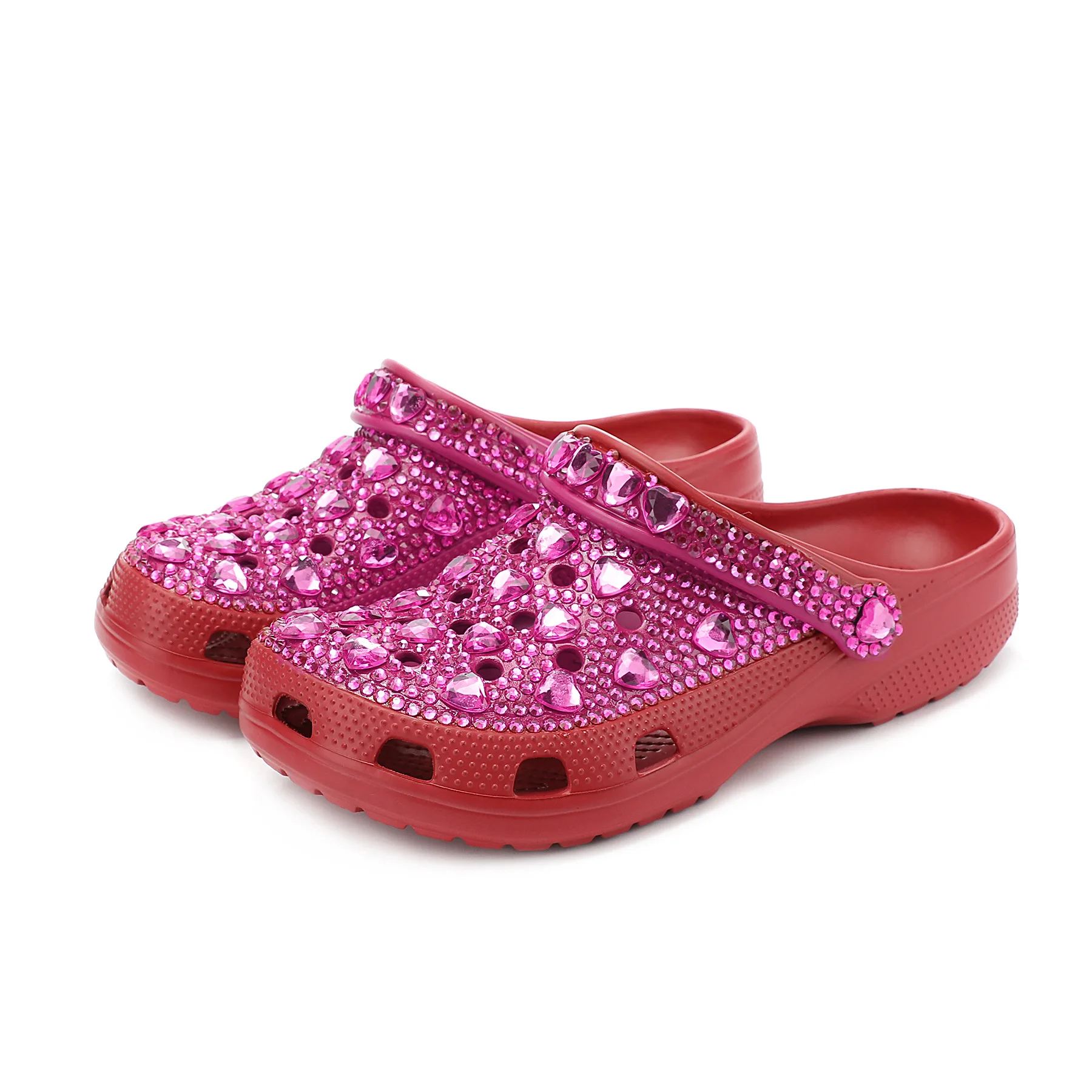 Handmade Diamond-encrusted Hole Shoes Half-tow Exquisite and Elegant Beach Slippers Summer Women's Casual Shoes