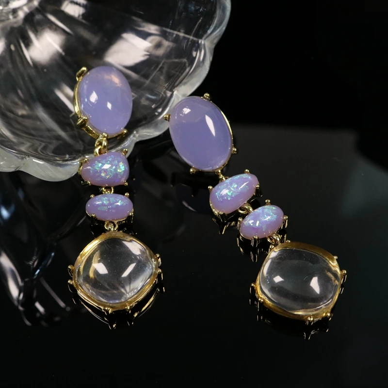 Long Pendant Glass Resin Geometry Earring Stud Sweet Party Jewelry For Women