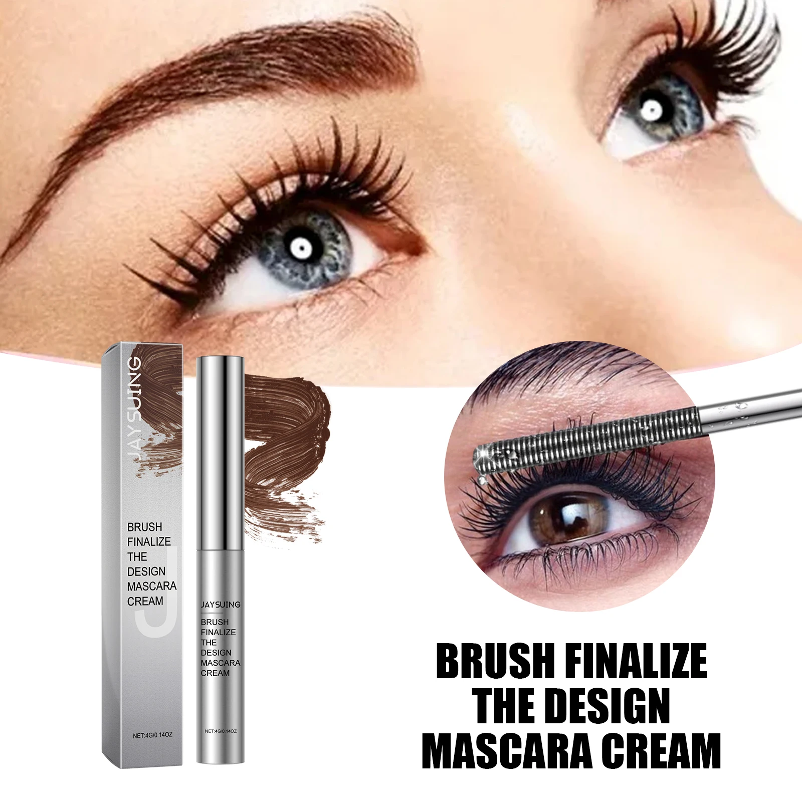 Curling-Mascara-Creme, dick, schlank, länglich, verlängert, wasserfest, nicht verschmierend, schnell trocknend, langlebig, Wimpern-Styling-Creme, 4 g