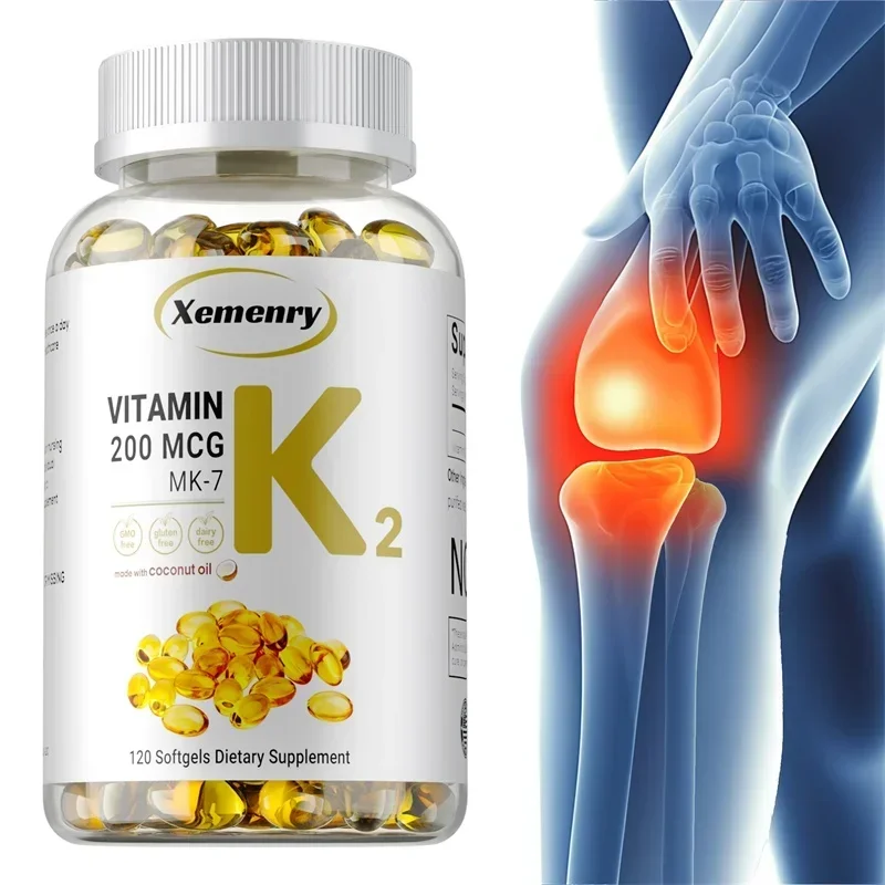Suplemento de vitamina K2 MK-7: apoya la absorción de calcio, huesos, articulaciones, inmunidad y salud del corazón, fácil de golondrina