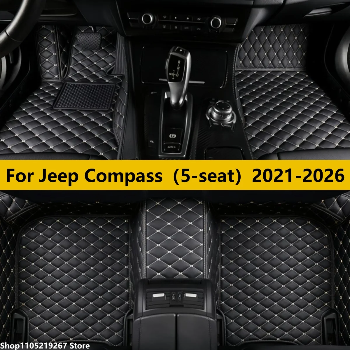 

Custom Car Floor Mats For Jeep Compass（5-seat）2021 2022 2023 2024 2025 2026 Car Leather Carpet Pads Full Set Foot Matts Rugs