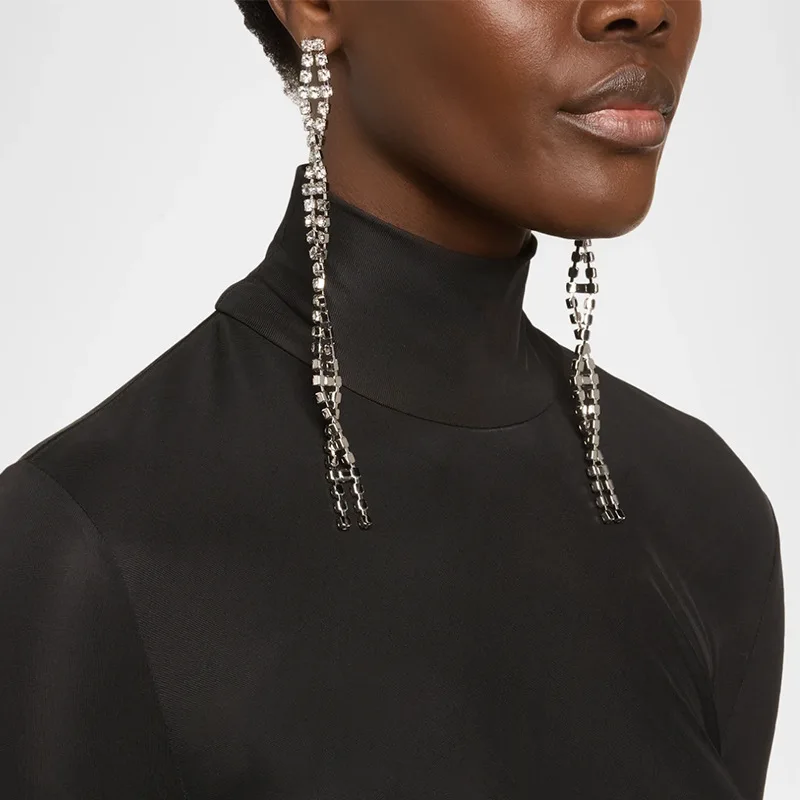 Fashion new fringed earrings design sense simple rhinestone earrings commuter accessories women's earrings