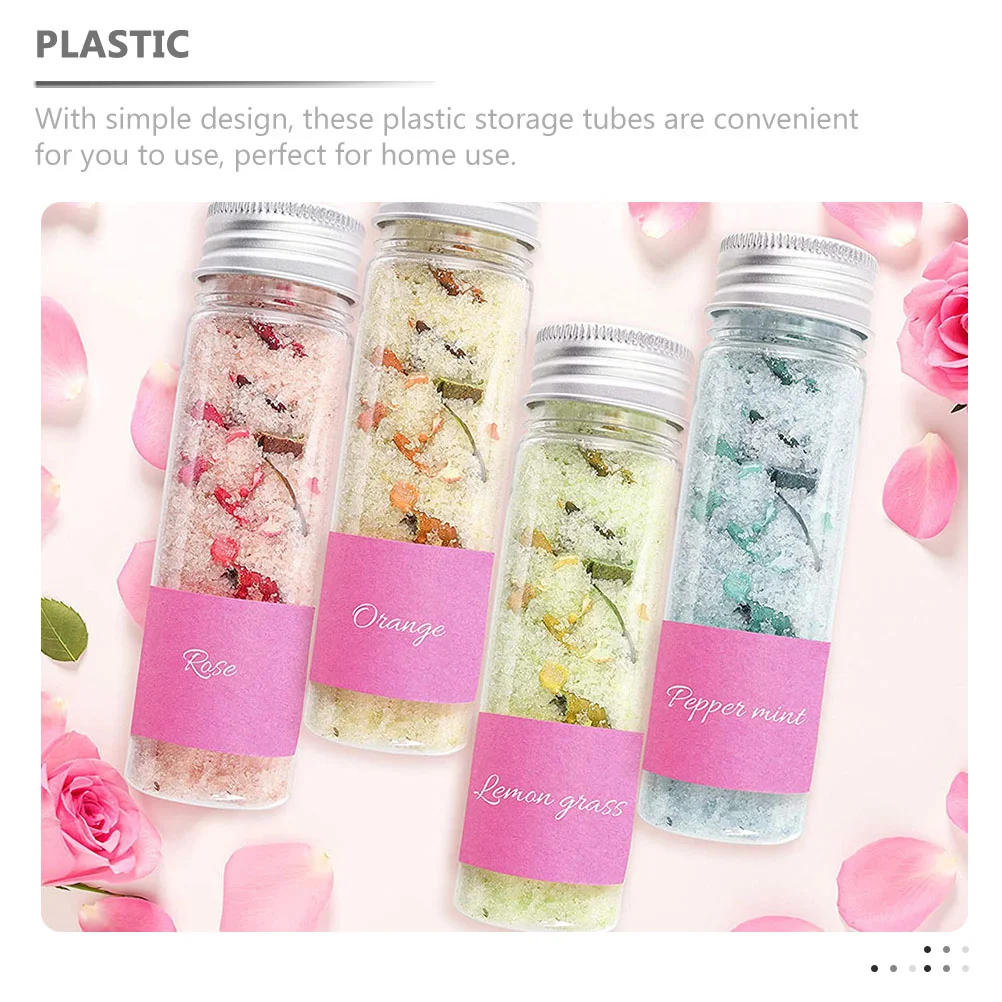 30 Pcs Plastic Test Tube Lid Gum Candy Beads Powder Storage Container 30pcs 50ml Tubes Flat Bottom Leak-proof Transparent